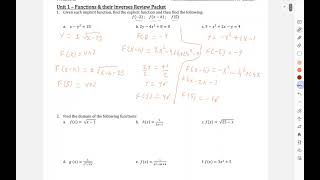 Unit 1 of Precalculus Implicit, Explicit functions, ODD Even functions, inverses, transformations.