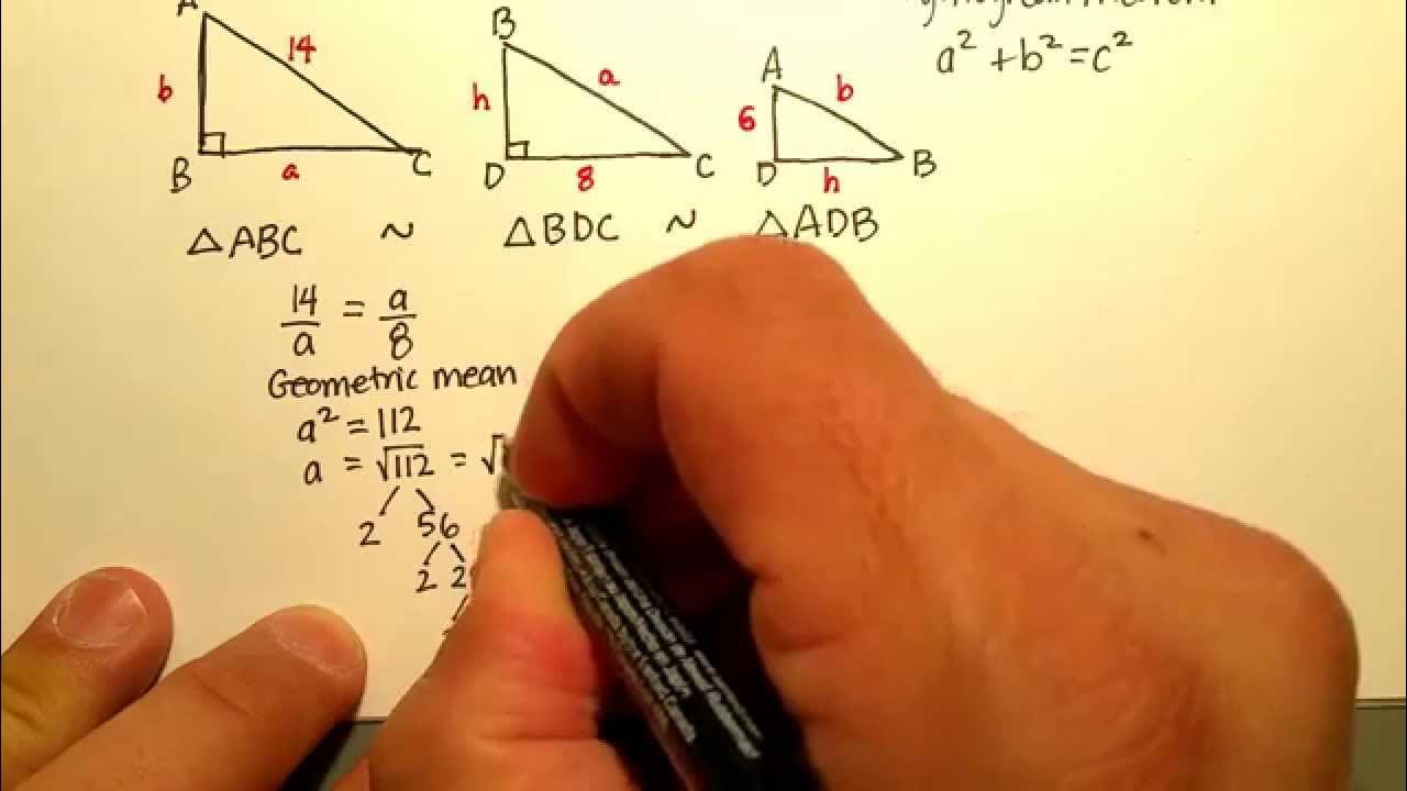 Triangles Similar Right Triangles, Geometric Mean YouTube