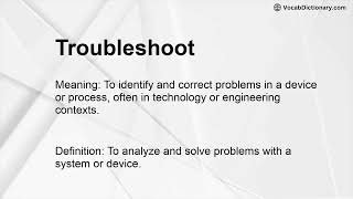 Troubleshoot Meaning