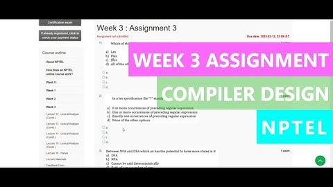 NPTEL Compiler Design Week 3 Assignment Solution | Compiler Design Week3 Assignment