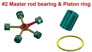 💫CREO TUTORIAL || RADIAL ENGINE || Design of PISTON RING  and MASTER ROD BEARING.