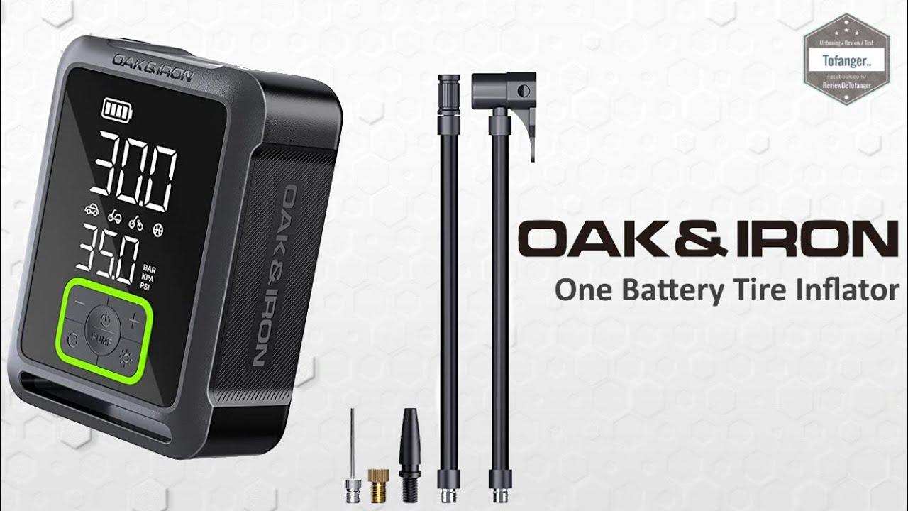 OAK & IRON One Battery Tire Inflator Mini Compresseur portable Tire