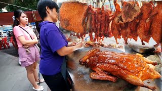 Very Popular Street Food! Juicy Roasted Ducks, Crispy Roasted Pork Belly - Cambodia Street Food