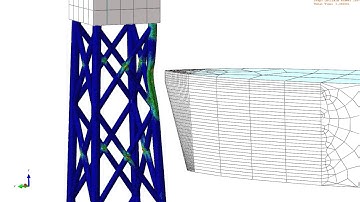 Abaqus Offshore Wind Turbine Jacket Structure Collision with Vessel