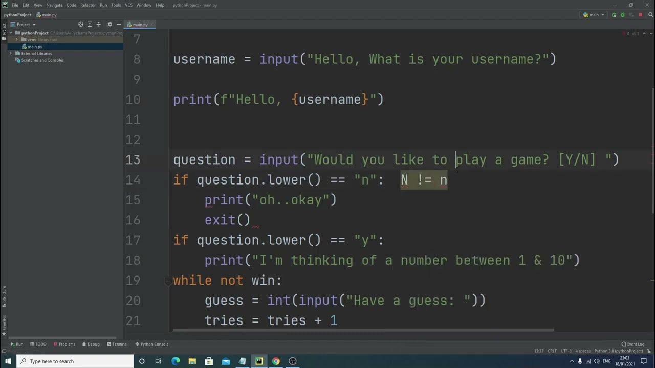 Using Python to create a simple game - beginner tutorial 1 - YouTube