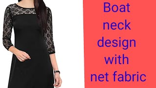 Boat neck kurti design with net ## net kurti design with stylish neck