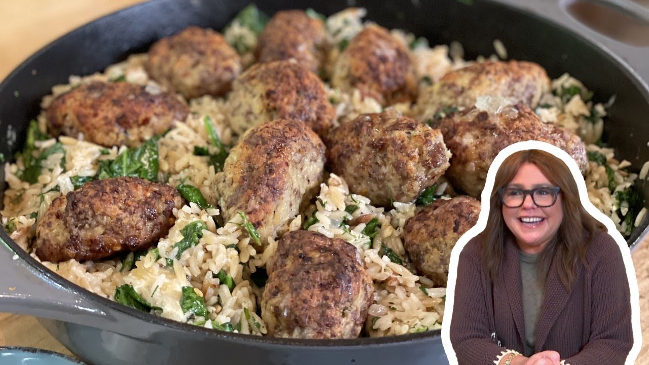 How to Make Baby Greek Meatballs + Rice Pilaf with Feta and Spinach | Rachael Ray | Rachael Ray Show