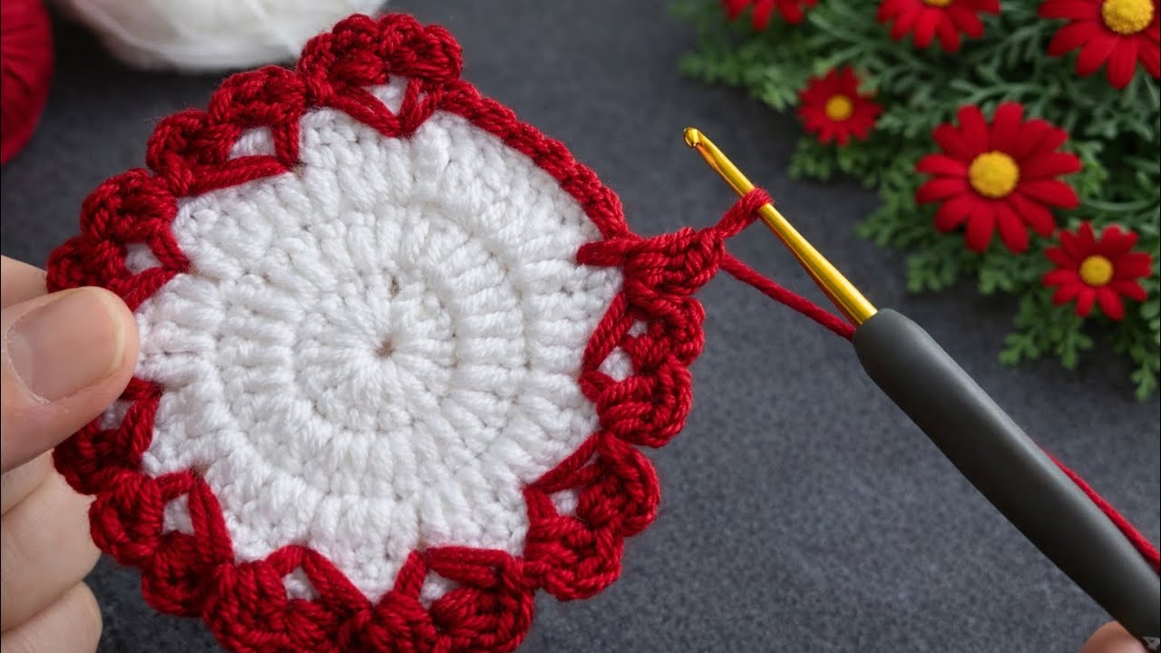 Valentine’s Day Crochet ❤️ Easy Heart Coaster Tutorial #valentinesday #crochet