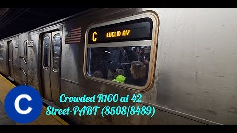 Euclid Avenue bound crowded R160 (C) train at 42 Street-PABT (8508/8489)