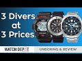 3 dive watches at 3 different prices  gshock seiko  watc.epot collections