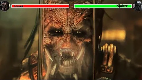 Predator: Badlands Kwei vs Njohrr Fight Scene with Healthbars 