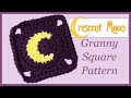 How to crochet a crescent moon granny square tutorial