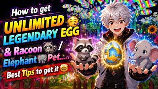 How to Get UNLIMITED LEGENDARY EGG & Raccoon 🦝 + Elephant 🐘 Pets | Best Tips & Tricks! 🤩#freegarden screenshot 1