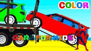 Learn Color Offroad Car Transportation w Spiderman Cars Cartoon for Children Colors for Kids Video