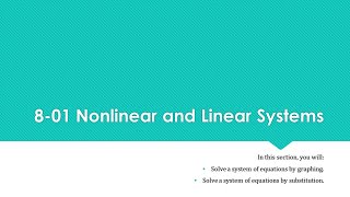 Precalculus 8-01 Nonlinear and Linear Systems Wealth