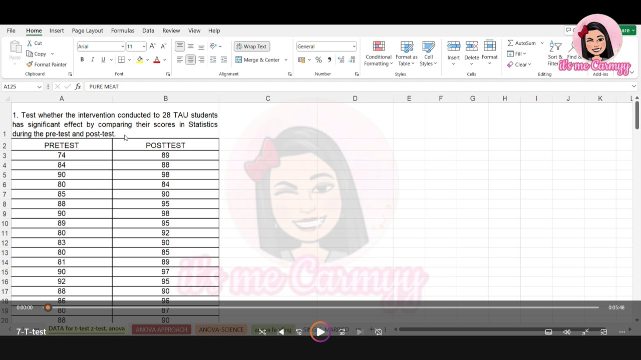TTest in Microsoft Excel TTest Paired Two Sample for Means with