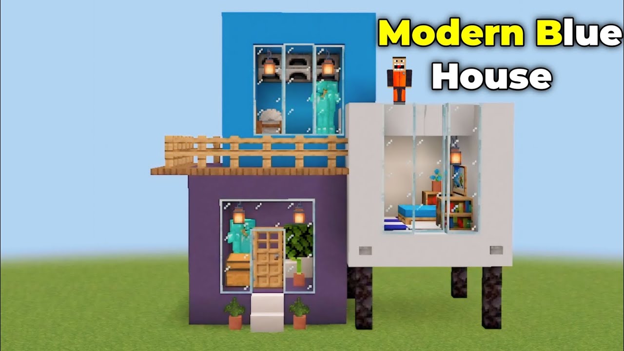 Modern Blue House in Minecraft (Tutorial ) YouTube