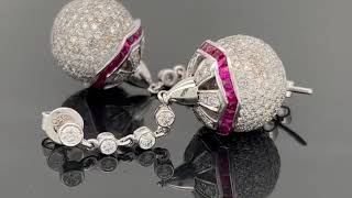 18ct White Gold Ruby and Diamond Drop Stud Earrings