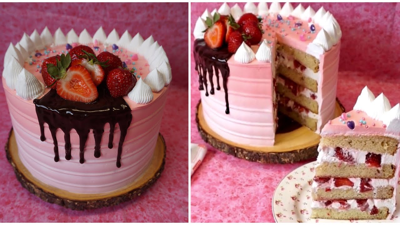 Pastel Fresas Con Crema Un Relleno Muy Cremoso - YouTube