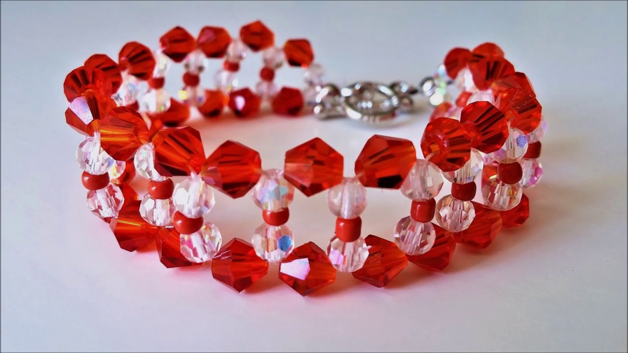 Download Basic Beaded Bracelet Design using Crystal Beads. Easy tutorial for beginners - YouTube