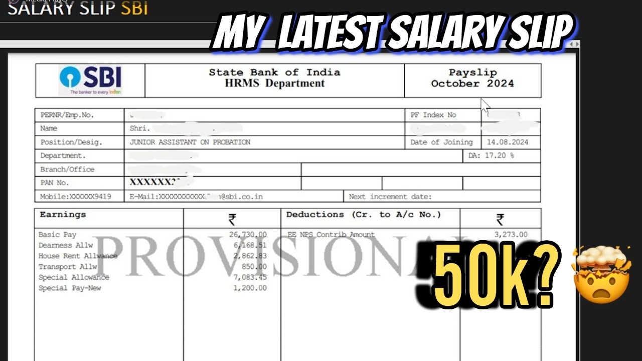 my-sbi-ja-latest-salary-slip-allowances-50k-youtube