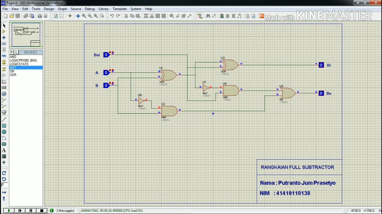 Simulasi Rangkaian Full Subtractor menggunakan Proteus 7 #MERCUBUANA ...