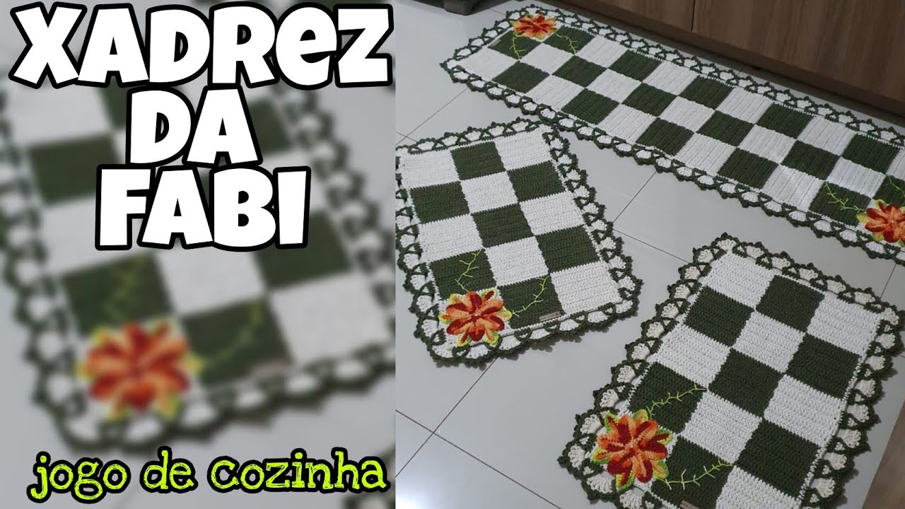 Jogo de Cozinha Xadrez Fio Conduzido Crochê (Parte 1)❤️❤️ 