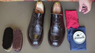 【靴磨き】WHEELROBE HEAVY STITCHING MOC TOE #15078 靴縁モデル Simple shoe care
