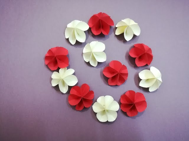 折り紙】簡単！かわいい花 ハッピーカラーのリース Easy Paper Flowers