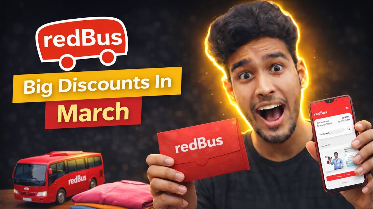 RedBus Coupon Code Today 🚌 Flat 50% OFF RedBus Promo Code 2026 💥 - YouTube