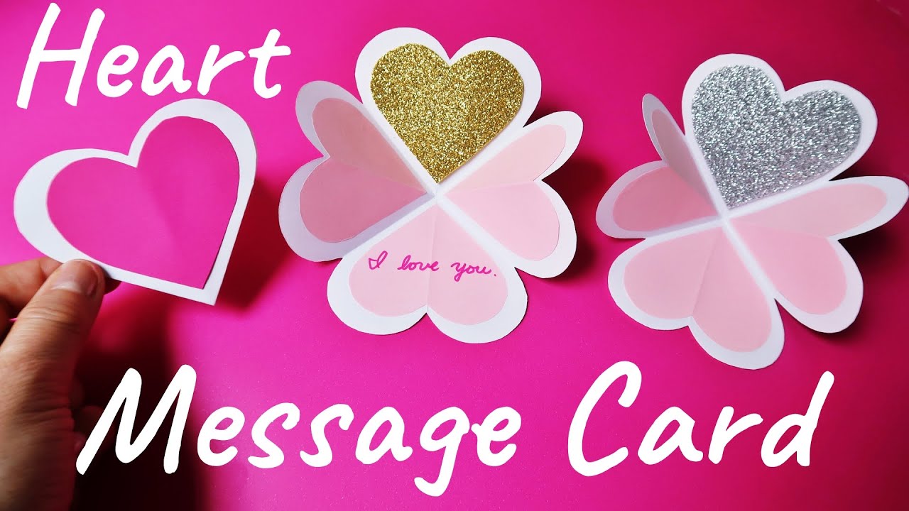 【ハートのメッセージカード】作り方 ハート型手作りカード♪ ◇ DIY Heart Message Card/Heart Shaped Card  tutorial