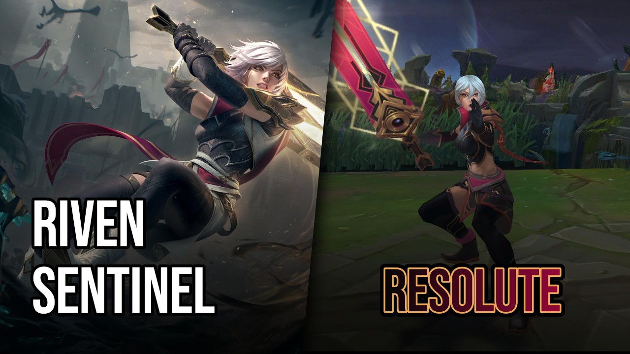 Sentinel Riven Skin Sentinel Riven Skin - Resolute | League of Legends | Chromas Skin - YouTube