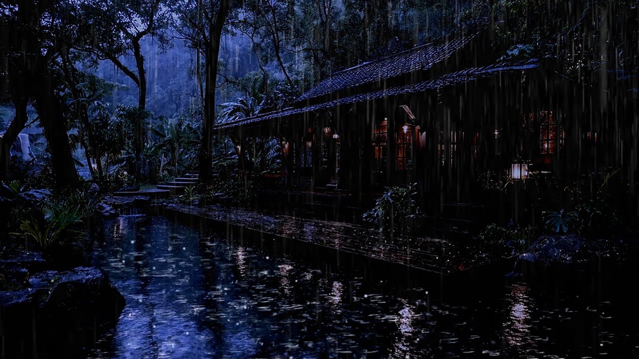 🌧️ Cozy Soft Rain Sounds in Forest Cabin 💤 Gentle Rain Ambience for ...