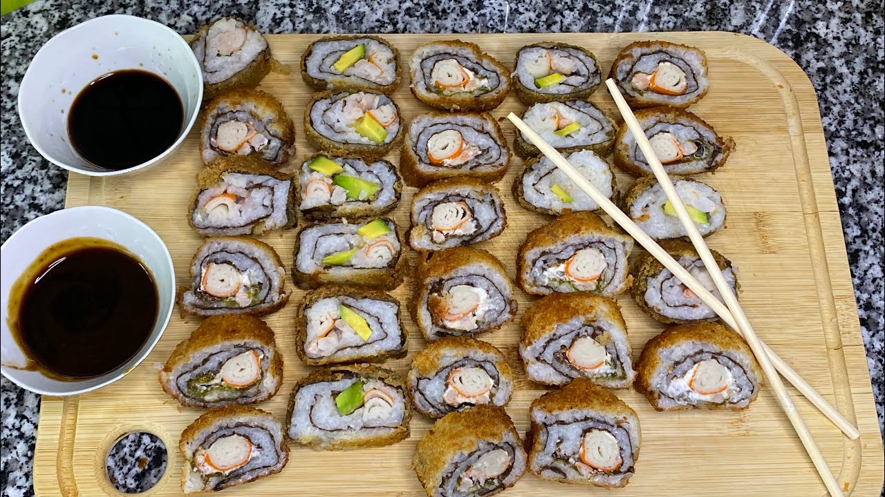 أسهل طريقة تصايبي بيها سوشي مقلي مقرمش فالدار 👌🔥🍱