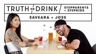 Stepparents & Stepkids Play Truth or Drink (Saveara & Jose) | Truth or Drink | Cut