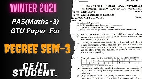 WINTER 2021- PAS(maths -3)  GTU paper for degree 3-sem CE/IT student.#gtu #degree #students.
