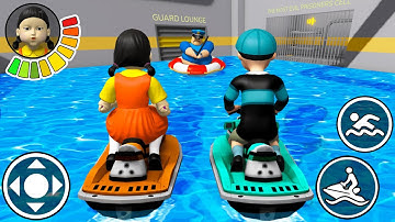 Playing as SQUID GAME FAMILY vs WATER MODE in BARRY