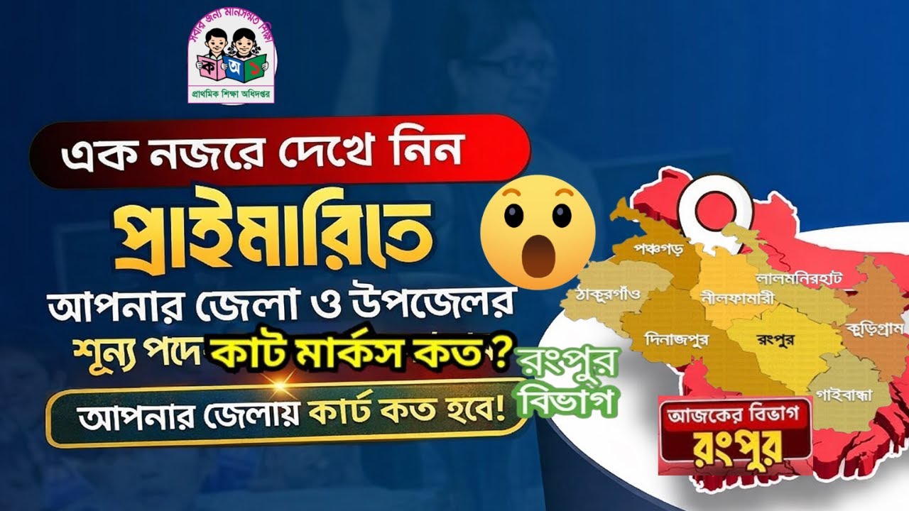 🔥 রংপুর বিভাগ: প্রাইমারি সহকারী শিক্ষক নিয়োগ ২০২৬ | জেলা ও উপজেলা ভিত্তিক সম্ভাব্য কাট মার্ক