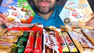 ASMR CHOCOLATE KINDER WHITE &amp; MILK, DUPLO &amp; TRONKY CHOCOLATE BARS, HANUTA MINIS MUKBANG 먹방 (EATING)