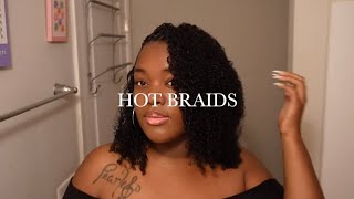 Kinky Curly Drop Braids Hairstyle | 3c 4a texture | Hot Braids
