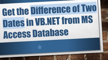 Get the Difference of Two Dates in VB.NET from MS Access Database