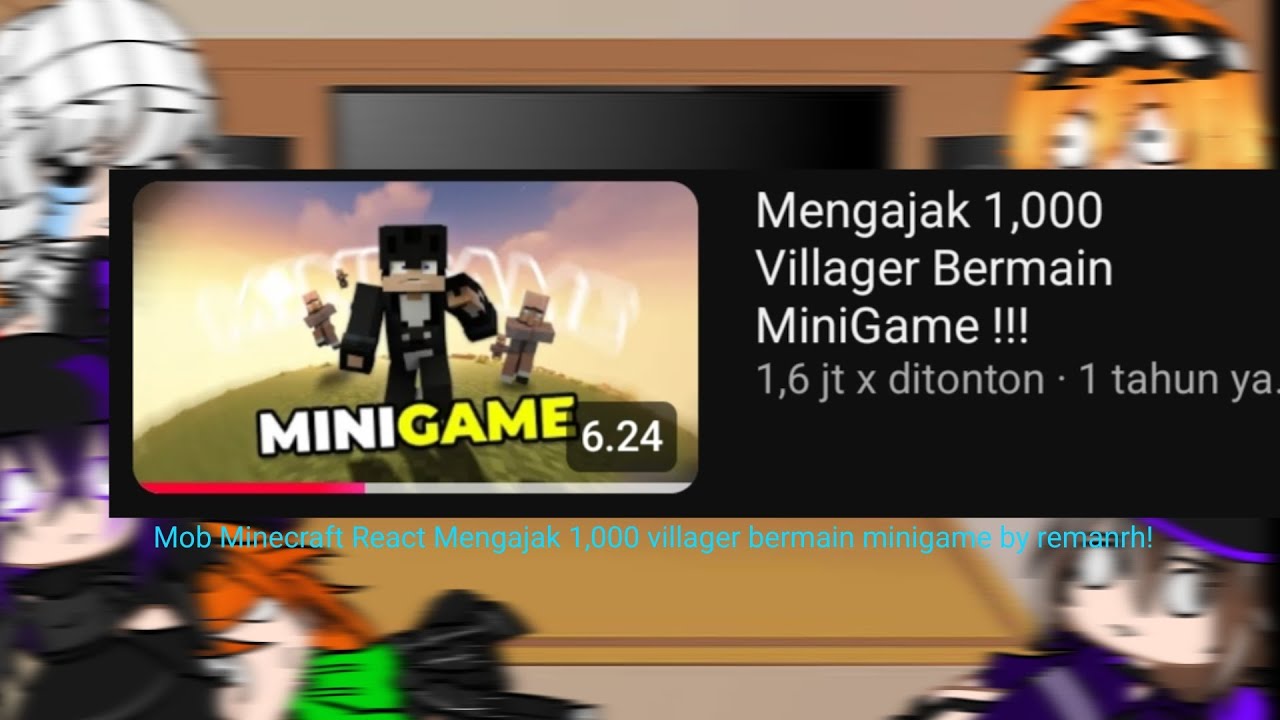 Mob Minecraft react mengajak 1,000 villager bermain minigame by remanrh!