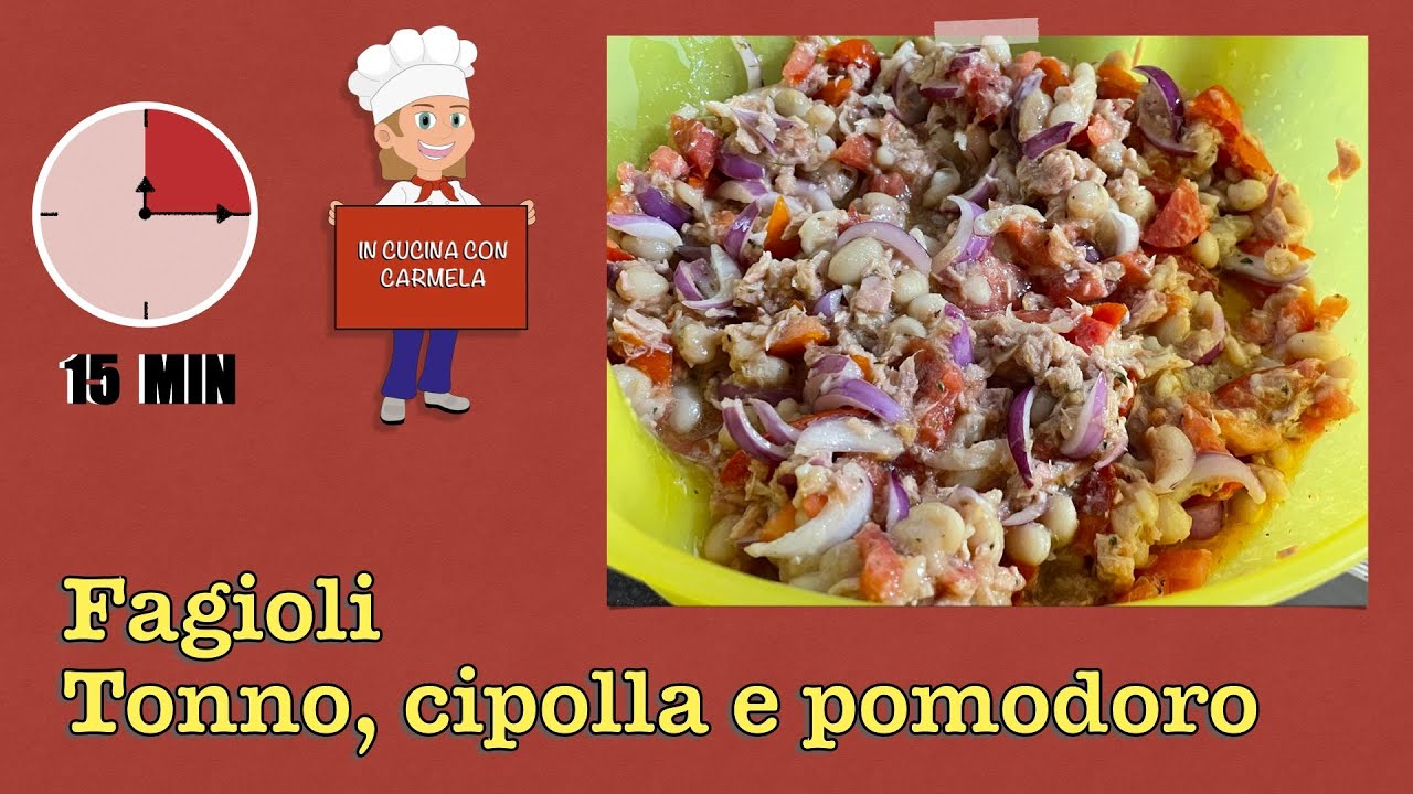 Ricetta INSALATA ESTIVA con fagioli, tonno, cipolla e pomodoro | buonissimo | veloce da preparare