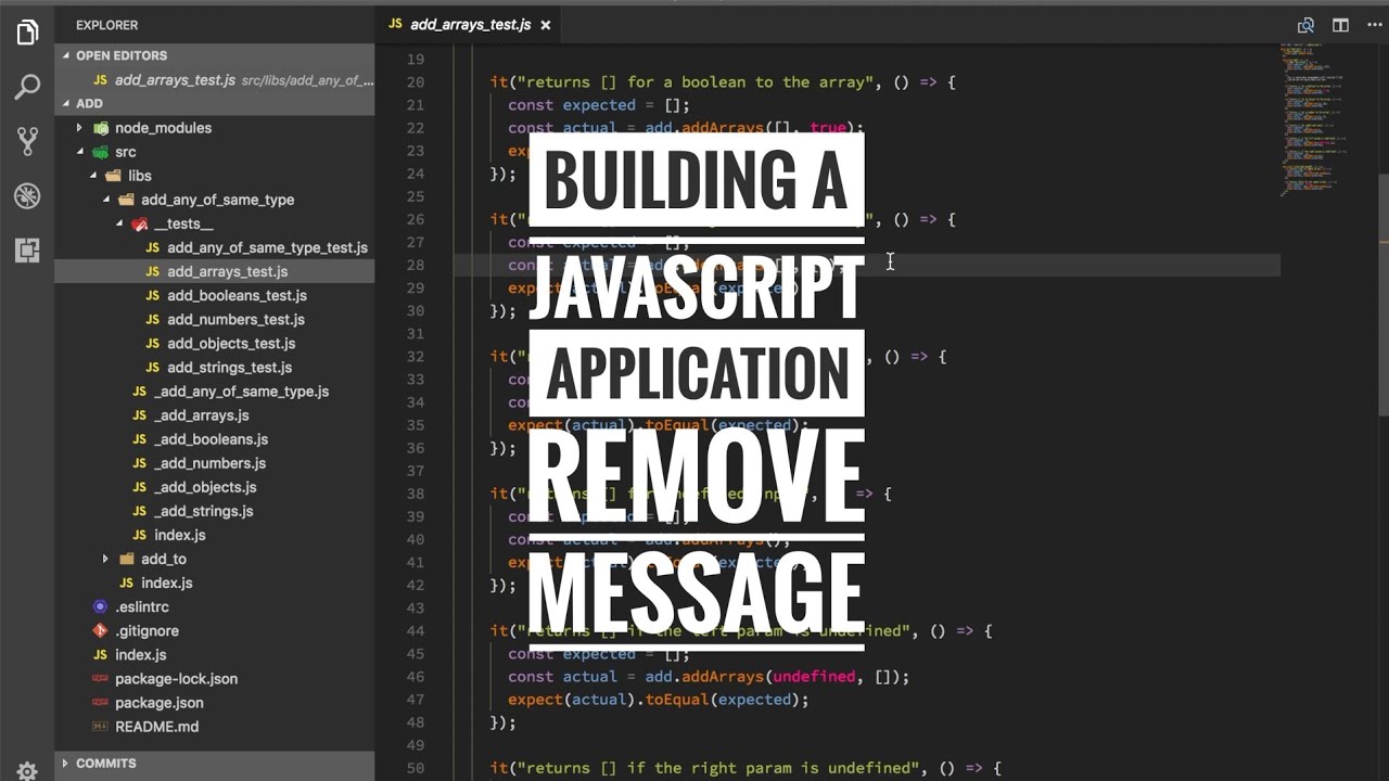 Building a JavaScript application - remove message pt 17