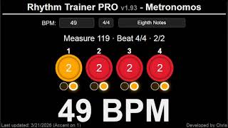 49 BPM Eighth Notes (Accent on 1)