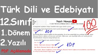 Türk Dili ve Edebiyatı 12. Sınıf 1. Dönem 2. Yazılı Soruları (PDF açıklamada) 22/23 Edebiyat yazılı