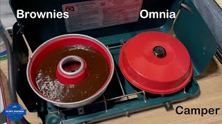 Testing the Omnia Oven with brownies while dry camping