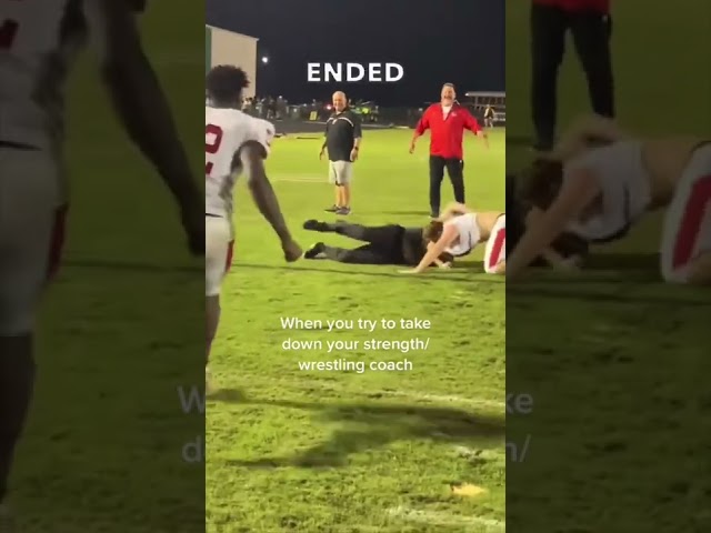 This football player tried to wrestle his coach and it backfired 😂 class=