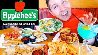 Hot Wings, Mozzarella Sticks, & Whisky Bacon Cheeseburger • Applebee's • MUKBANG