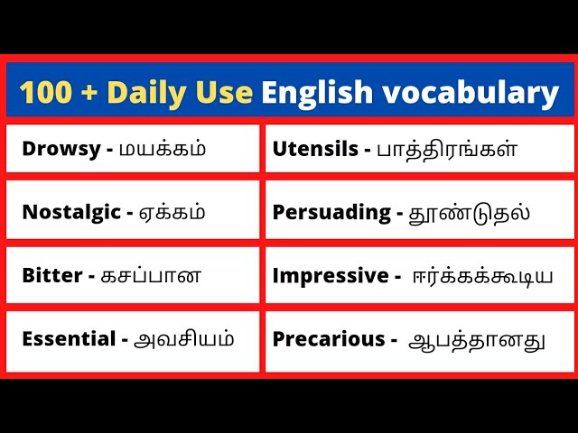 Learn English vocabulary with Tamil meaning